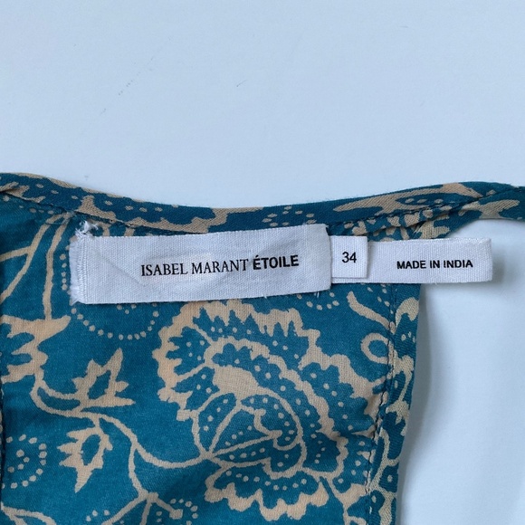 Isabel Marant Etoile Jumpsuit XS( 34) Blue/Tan Floral All Over Print Boho Chic - Picture 3 of 15